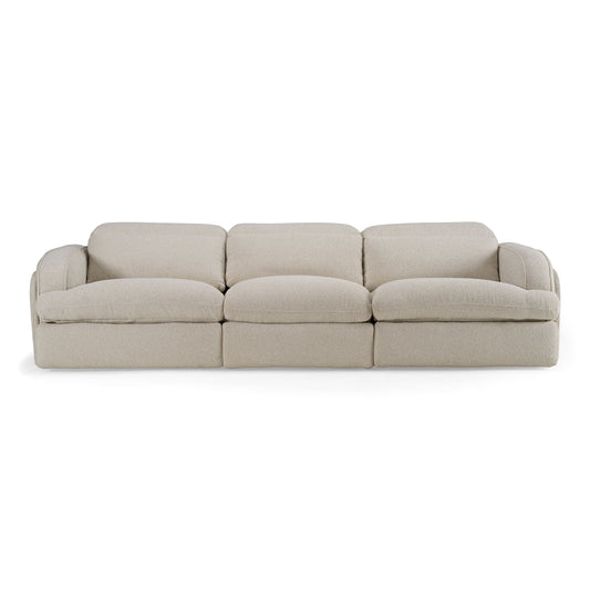 Ambler - Modern Off-White Fabric Sofa w/ 2 Power Recliners
