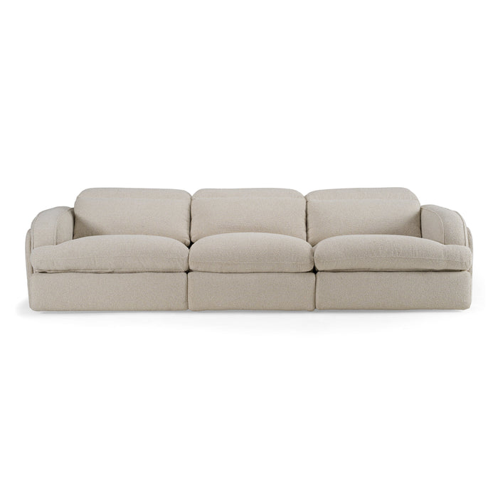 Ambler - Modern Off-White Fabric Sofa w/ 2 Power Recliners