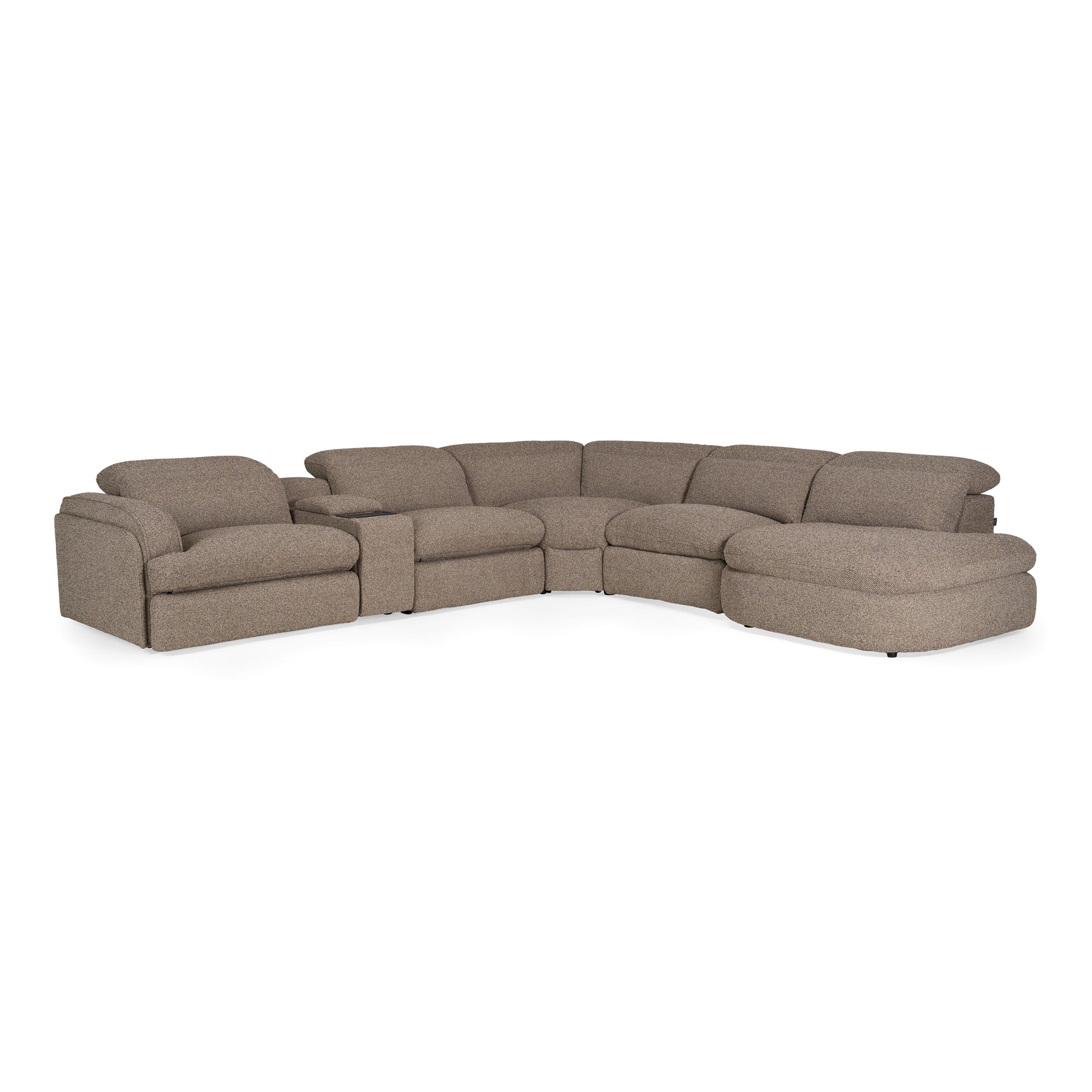 Ambler - Modern Brown Fabric Sectional Sofa w/ 2 Power Recliners Right Facing Chaise