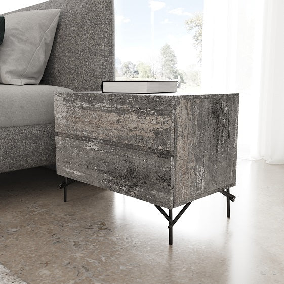 Aria - Italian Modern Multi Grey with texture Nightstand