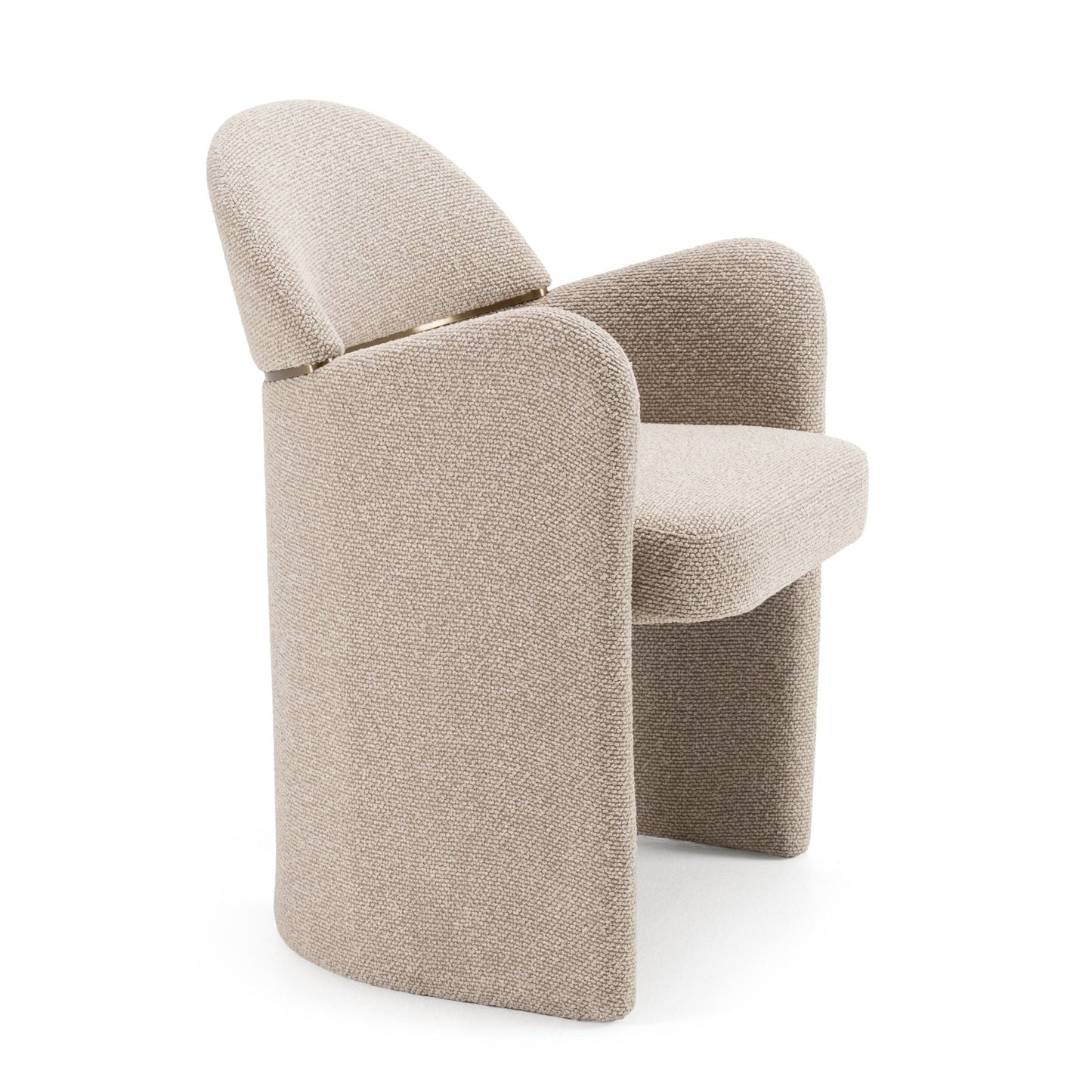 Ashley - Modern Beige Fabric + Brushed Brass Dining Chair