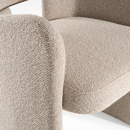 Ashley - Modern Beige Fabric + Brushed Brass Dining Chair