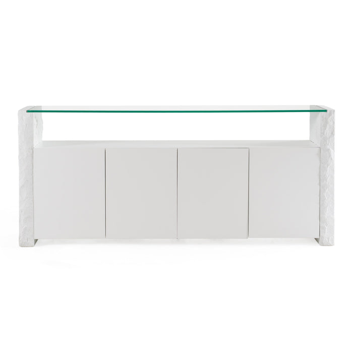 Ashley - Modern Glass + White Fiberglass Buffet