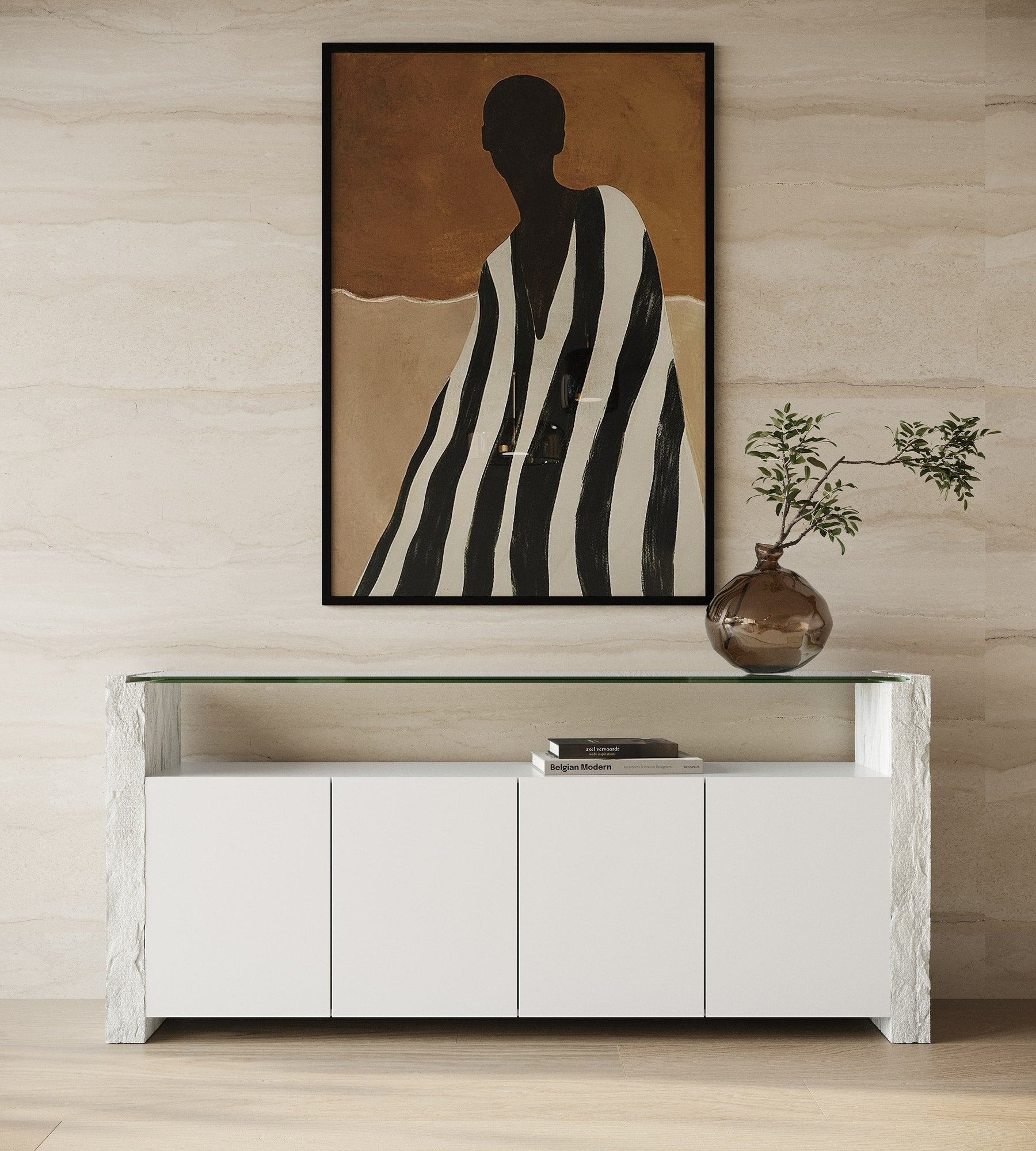 Ashley - Modern Glass + White Fiberglass Buffet