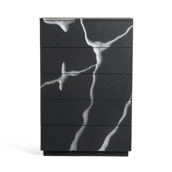Aspen - Modern Matte Brown Ash & Silver Chest