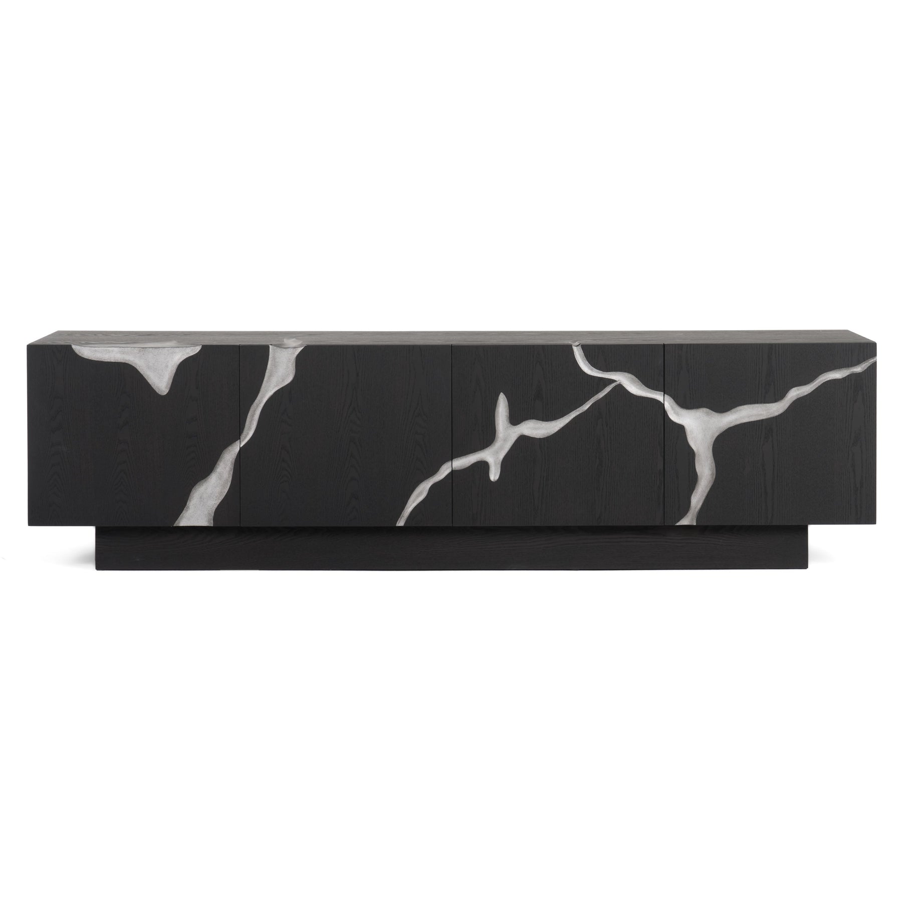 Aspen - Modern Matte Brown Ash & Silver TV Stand