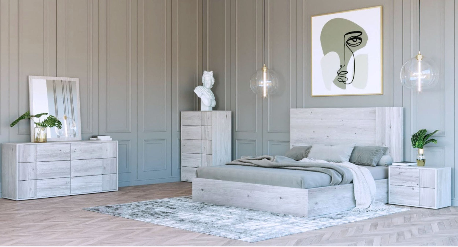 Asus - Modern Italian White Bed
