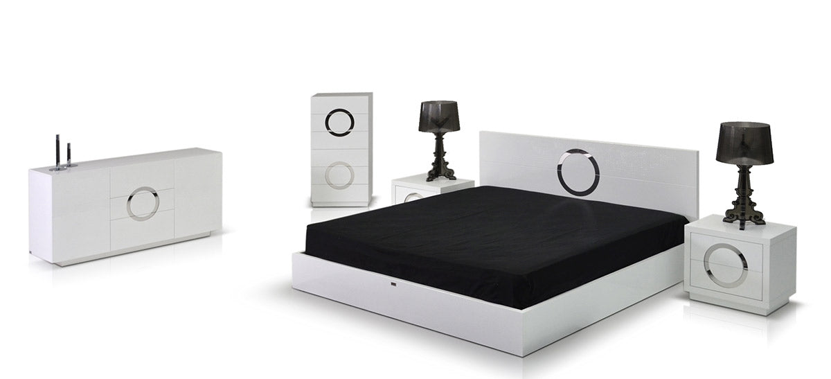 Ovidius - Modern White Crocodile Lacquer Bed