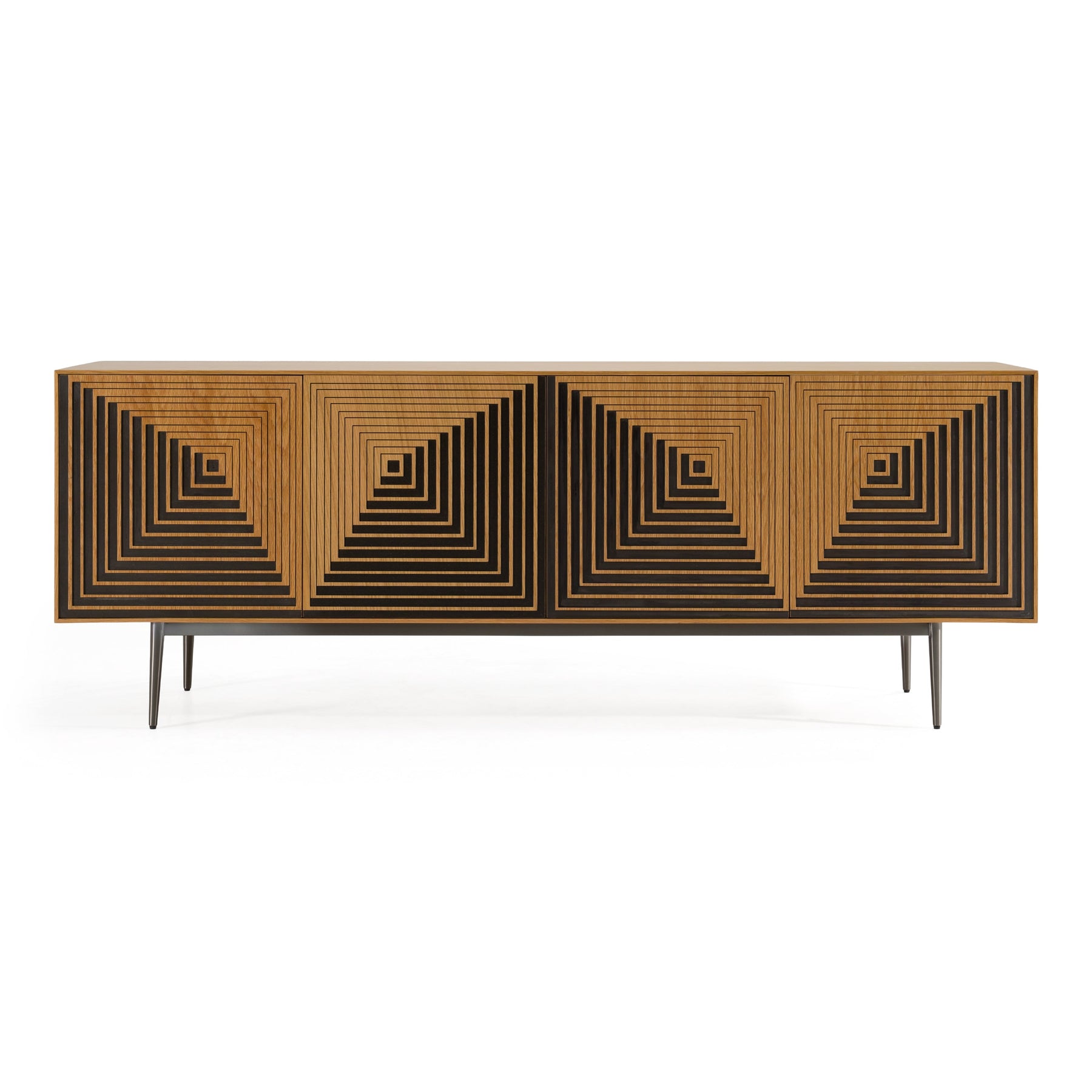 Azteca - Modern White Oak + Black Geometric Pattern Buffet