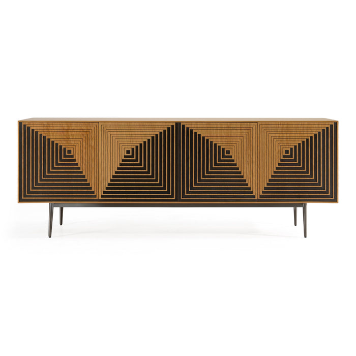 Azteca - Modern White Oak + Black Geometric Pattern Buffet