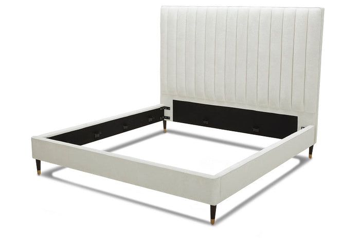 Hemlock - Contemporary White Fabric Q Bed