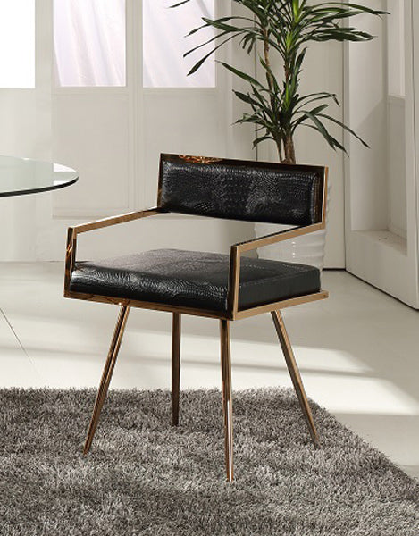 Rosario Modern Black & Rosegold Dining Chair