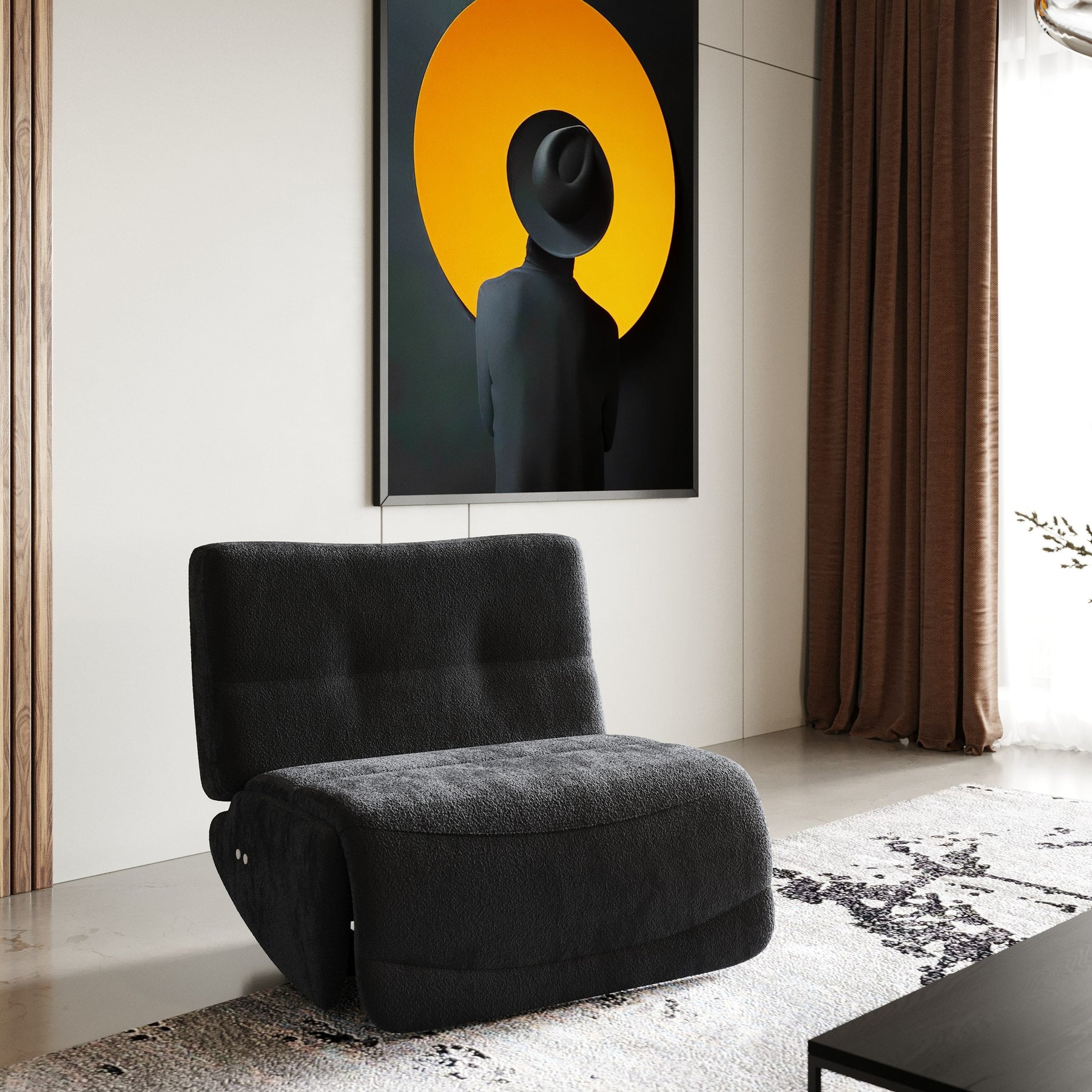 Basil - Modern Black Fabric Large Electric Recliner Chair