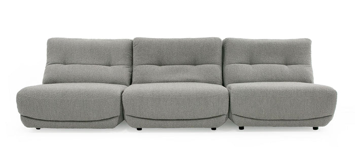 Basil - Modern Grey Fabric Large Sofa With 3 Electric Recliners