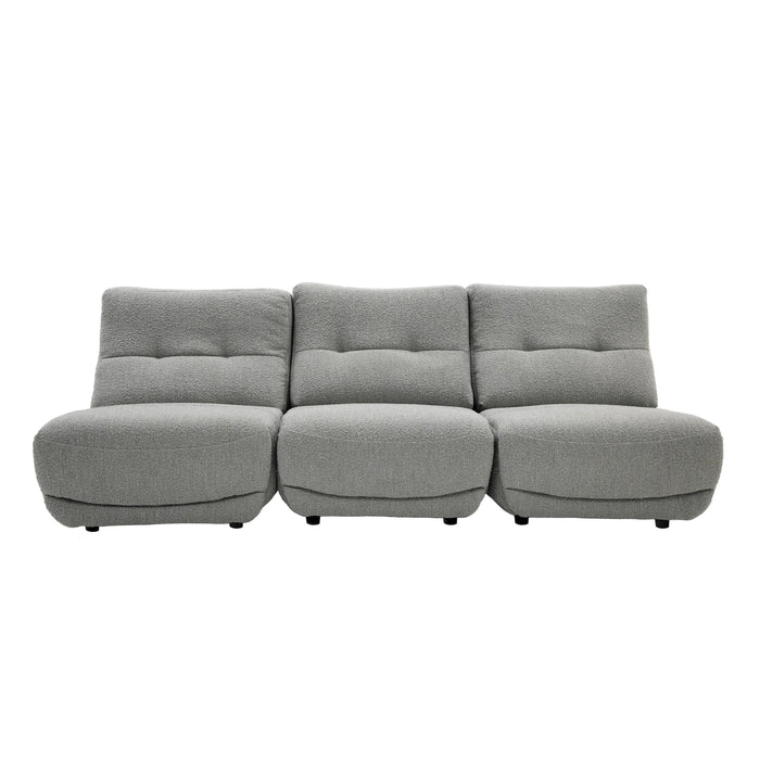 Basil - Modern Grey Fabric Small Sofa With 3 Electric Recliners