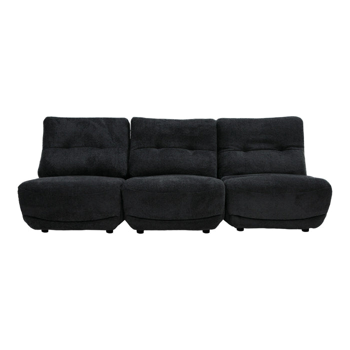 Basil - Modern Black Fabric Large Sofa With 3 Electric Recliners