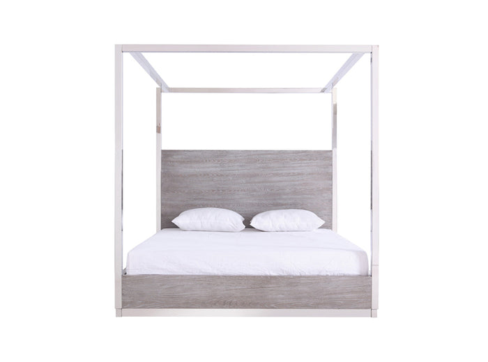 Arlene Modern Grey Elm & Stainless Steel Canopy Bed