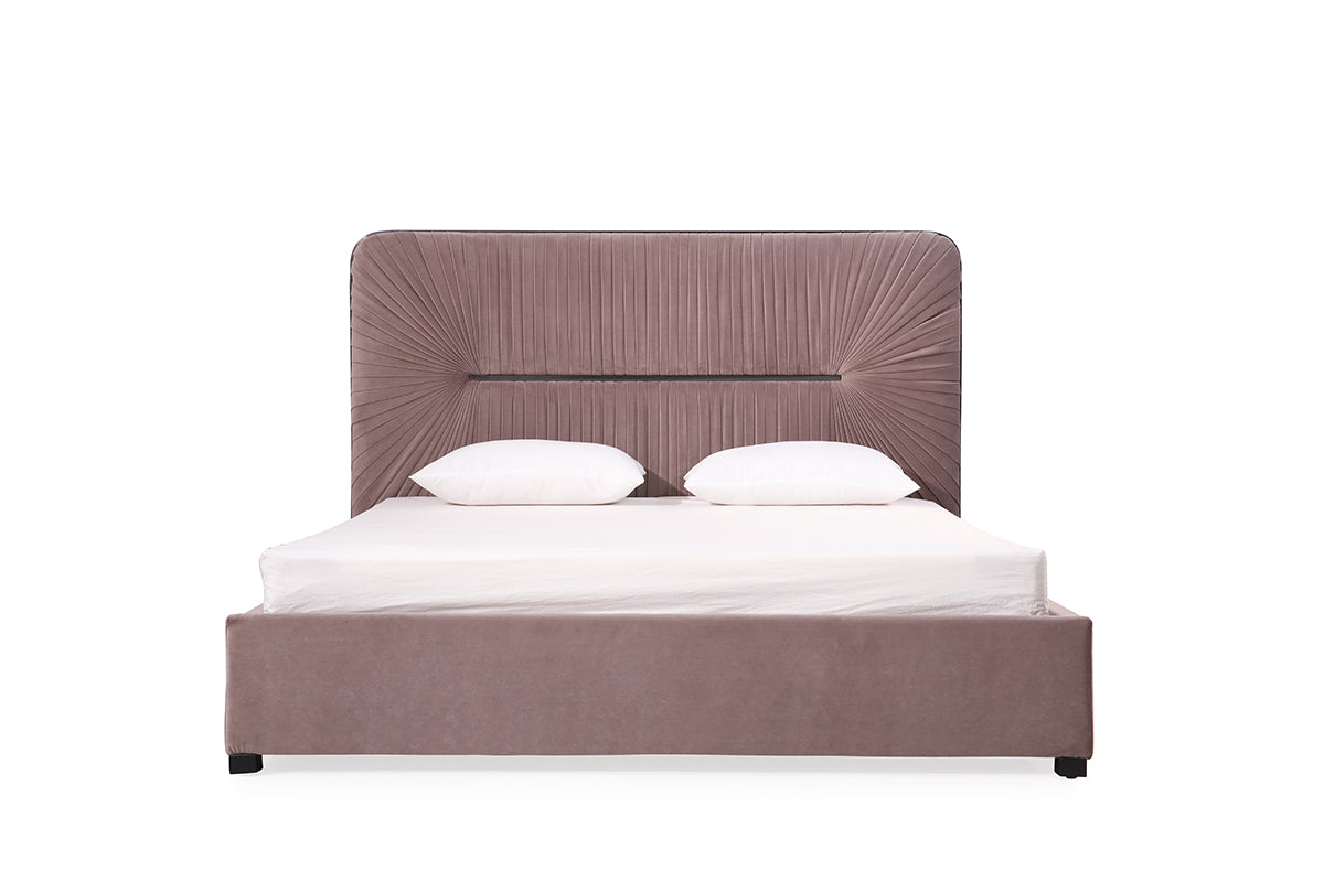 Duke Modern Grey Velvet & Black Gun Chrome Bed