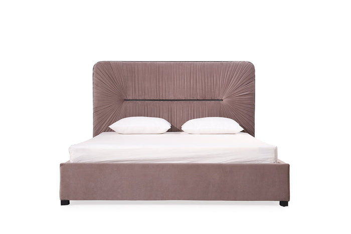 Duke Modern Grey Velvet & Black Gun Chrome Bedroom Set