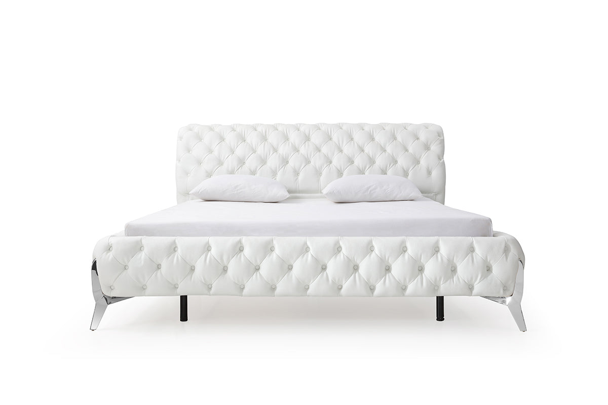 Legend Modern White Bonded Leather Bed