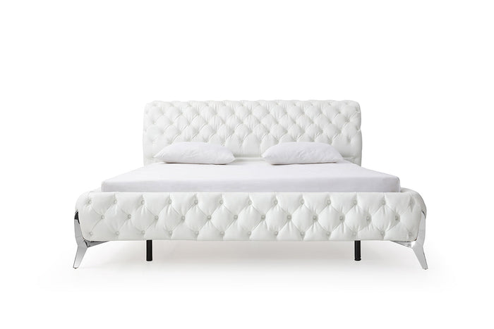 Legend Modern White Bonded Leather Bed