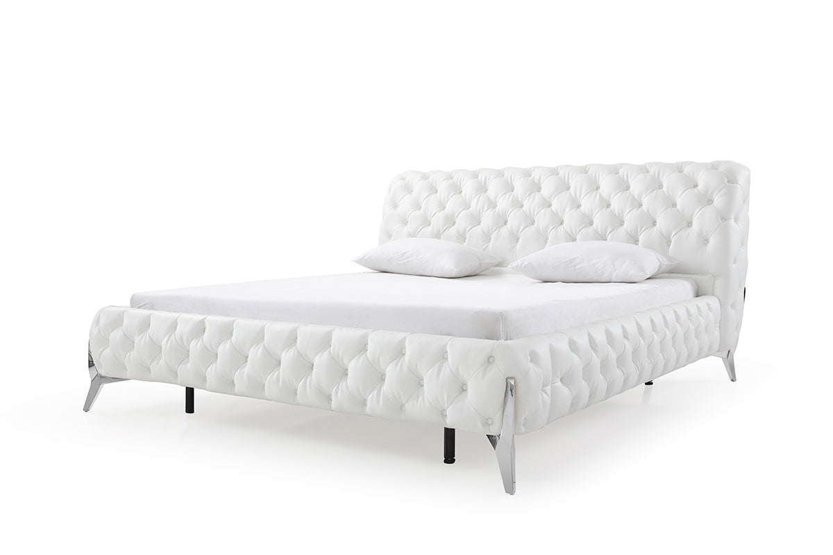 Legend Modern White Bonded Leather Bed
