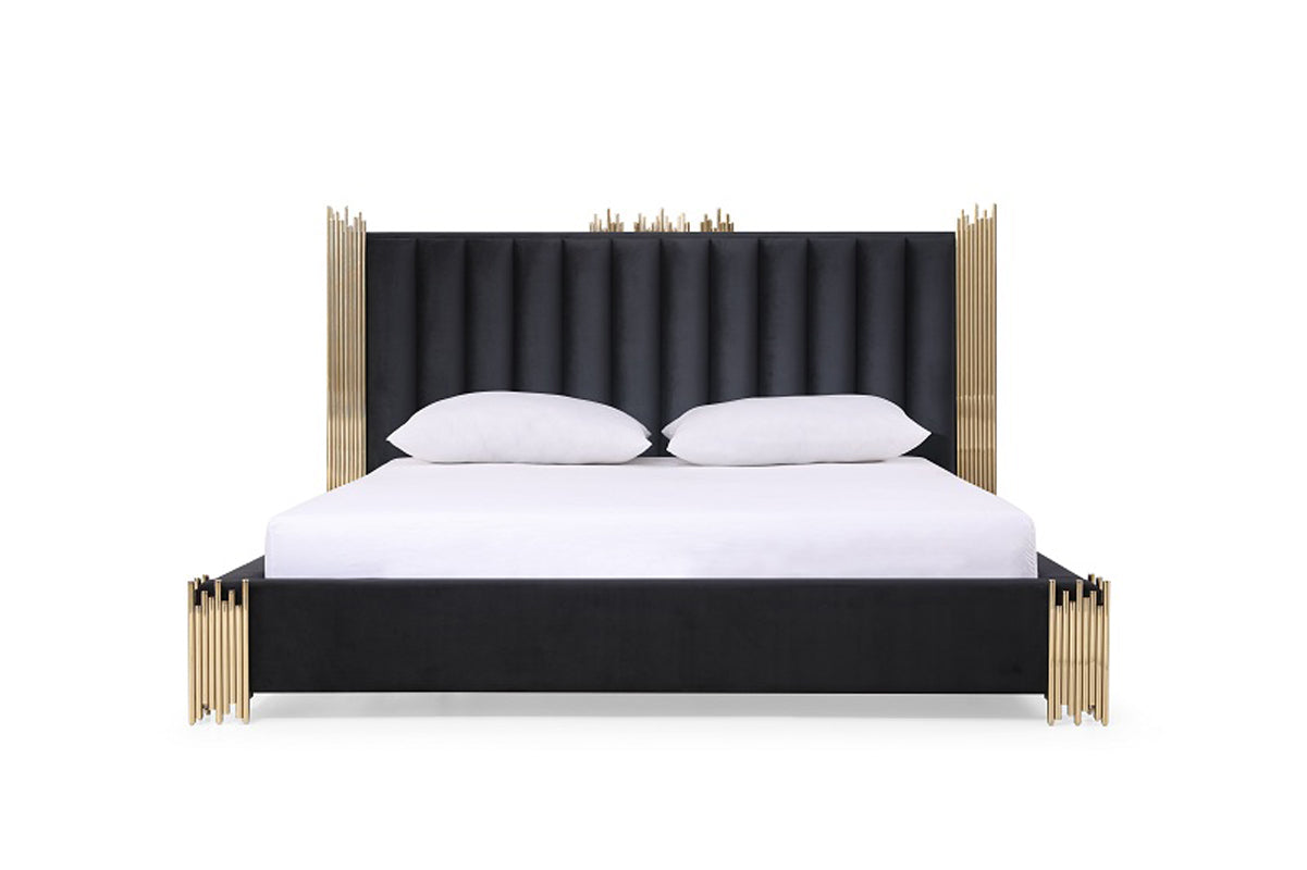 Token Modern Black & Gold 4-Piece Bedroom Set