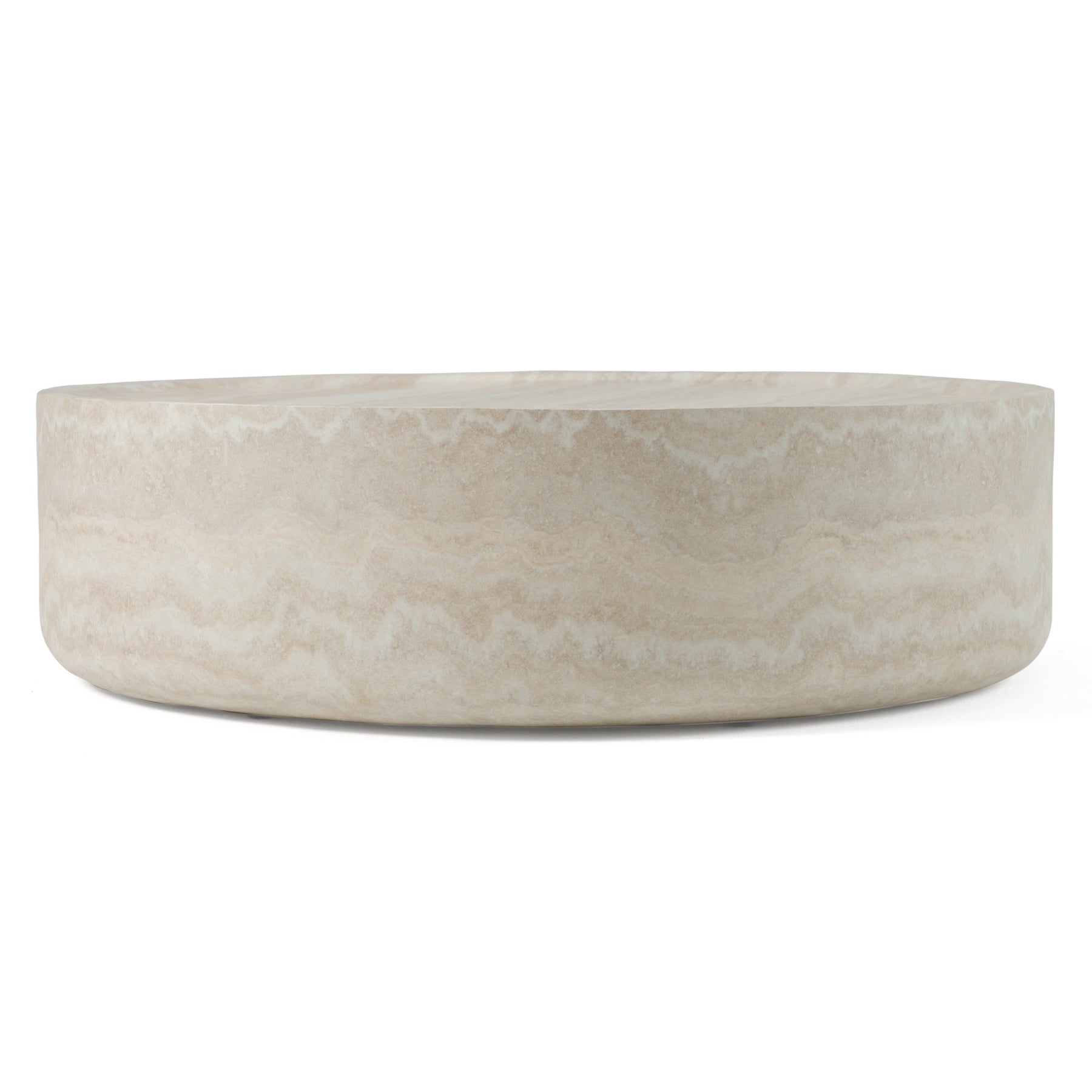 Benji - Modern Faux Travertine Round Large Coffee Table