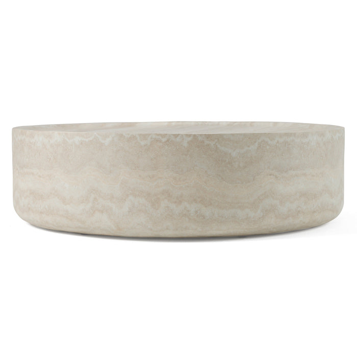 Benji - Modern Faux Travertine Round Large Coffee Table