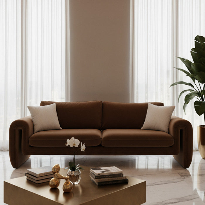 Bentley - Modern Brown Velvet Sofa Set