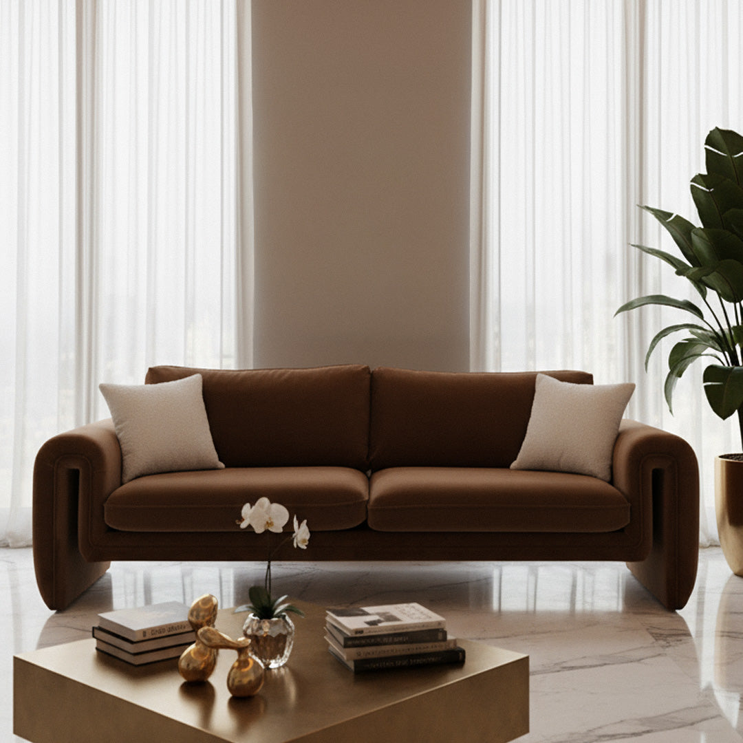 Bentley - Modern Brown Velvet Sofa Set