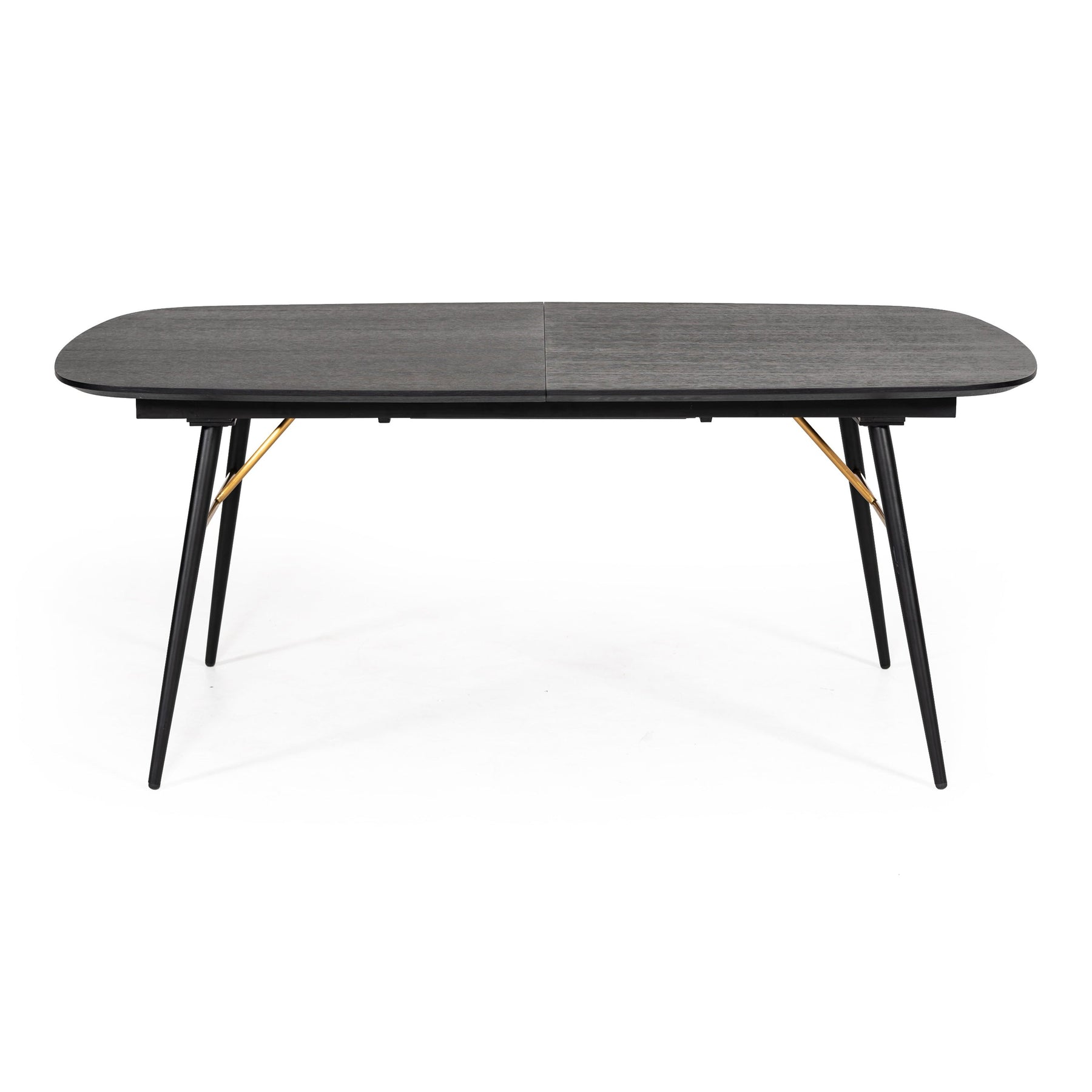 Billy Modern Black Oak & Gold Extendable Dining Table
