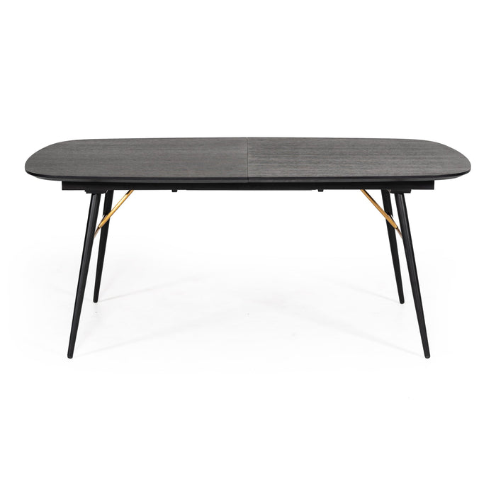 Billy Modern Black Oak & Gold Extendable Dining Table
