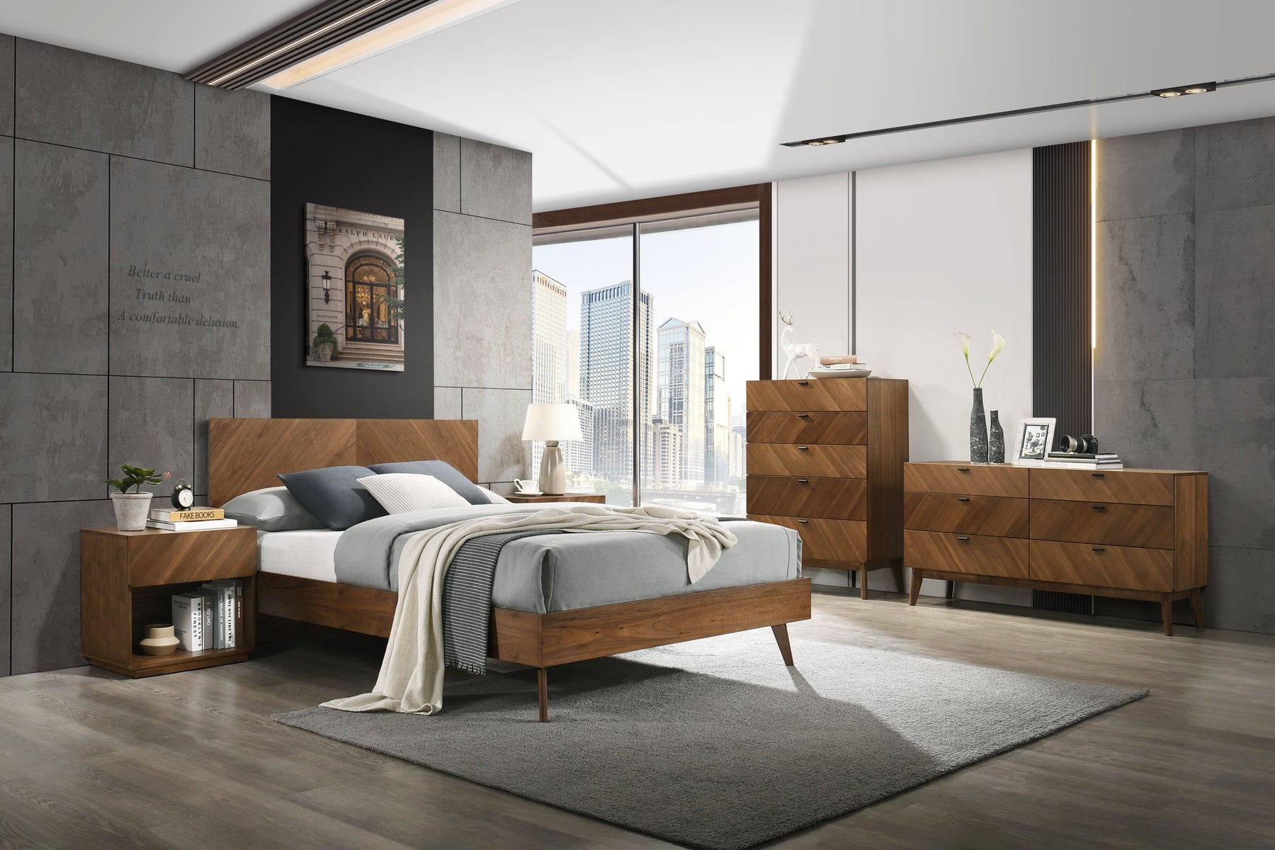 Kamela -Modern Walnut Bedroom Set