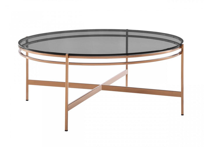 Bradford - Modern Smoked Glass & Rosegold Coffee Table