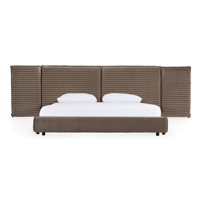 Breslow - Modern Dark Taupe Velvet Bed