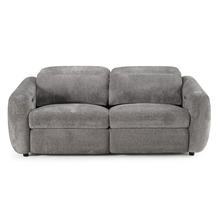 Brevig - Modern Grey Fabric Sofa w/ 2 Recliners