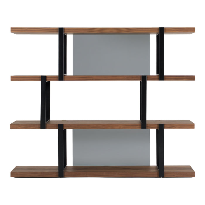 Brewer - Modern Walnut & Black Bookshelf