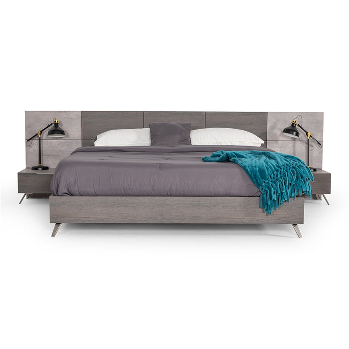 Bronx Italian Modern Faux Concrete & Grey 4-Piece Bedroom Set