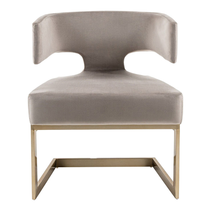 Calvo Modern Off-White Velvet & Brass Dining Chair