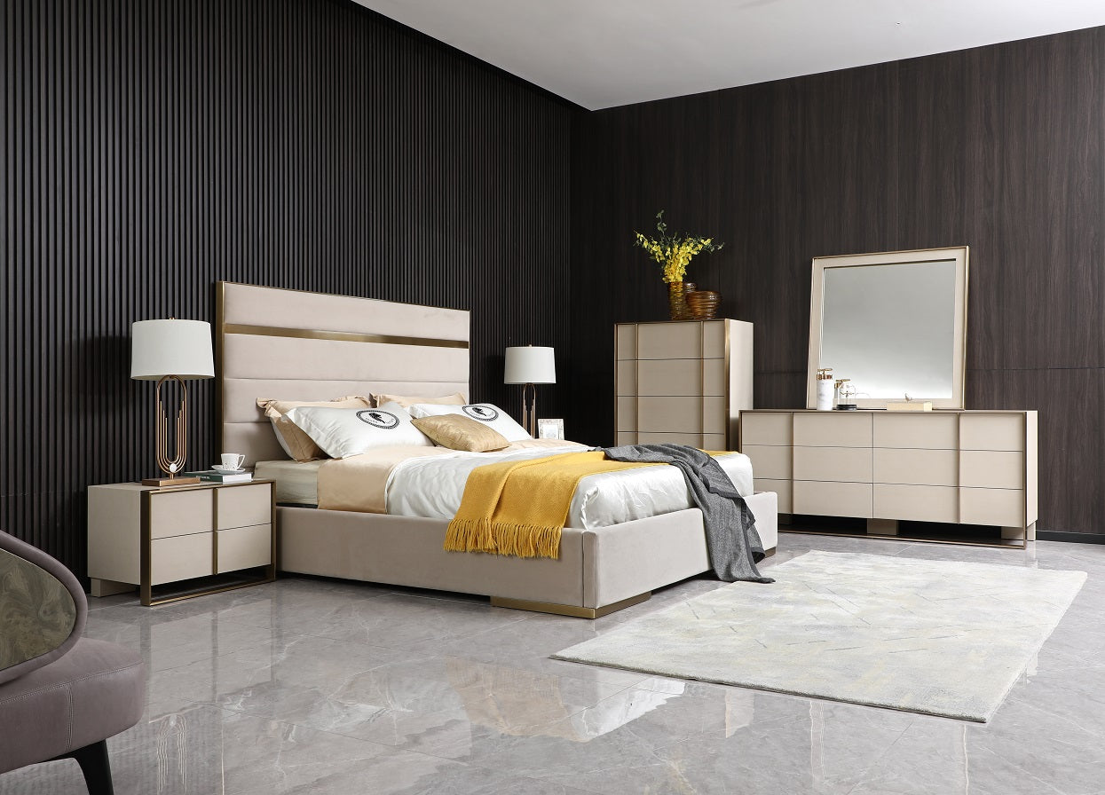 Cartier - Modern Beige Shagreen and Brushed Brass Chest