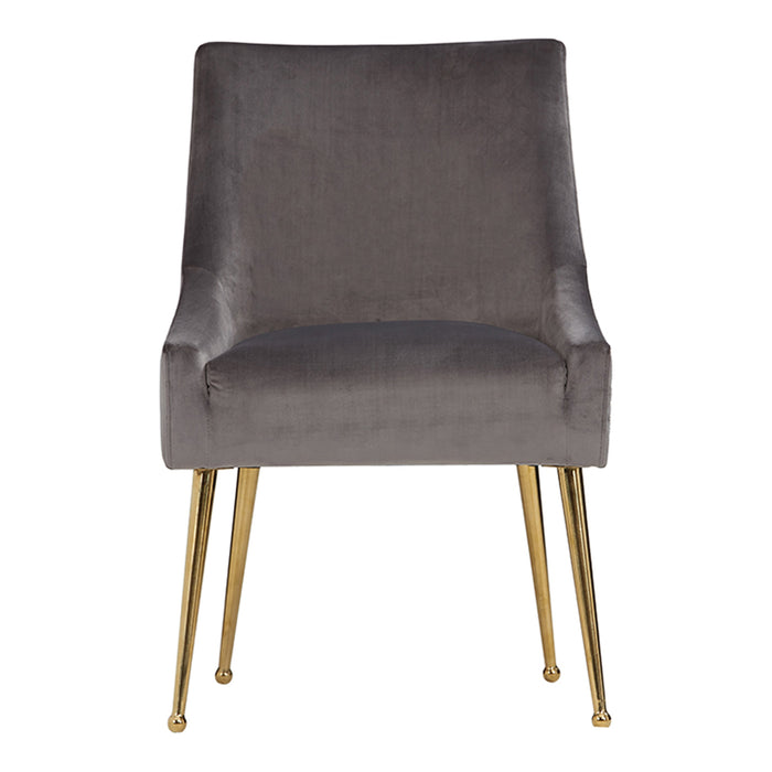 Castana Modern Grey Velvet & Gold Dining Chair (Set of 2)