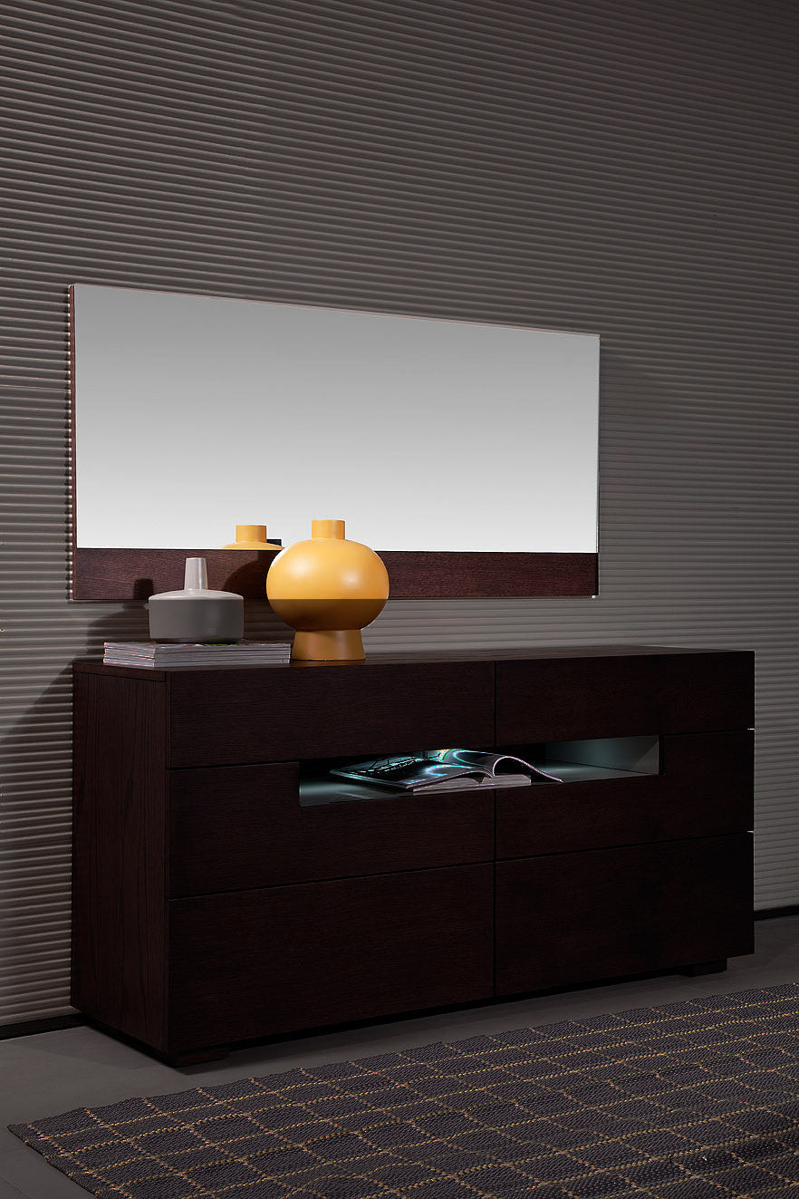 Ceres - Modern Brown Oak Bedroom Mirror