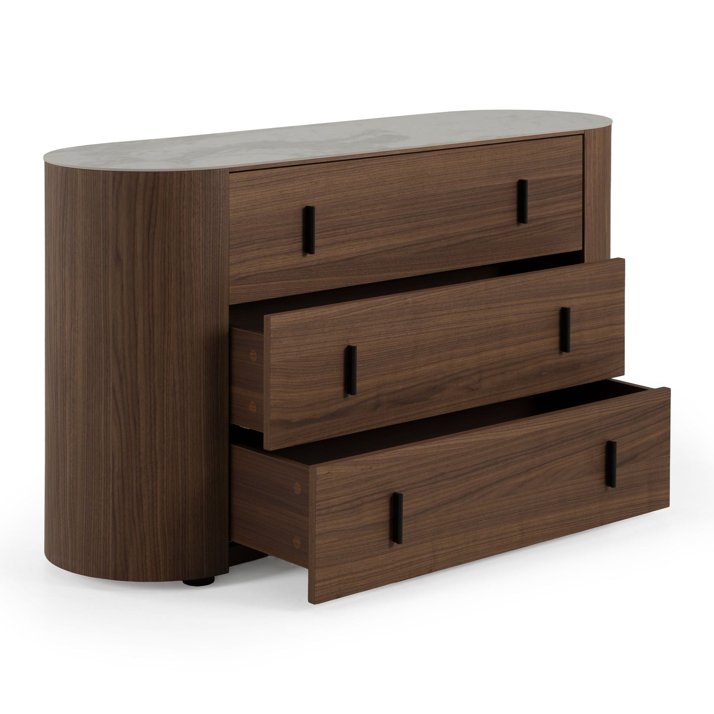 Chelton - Contemporary White Ceramic Walnut Dresser