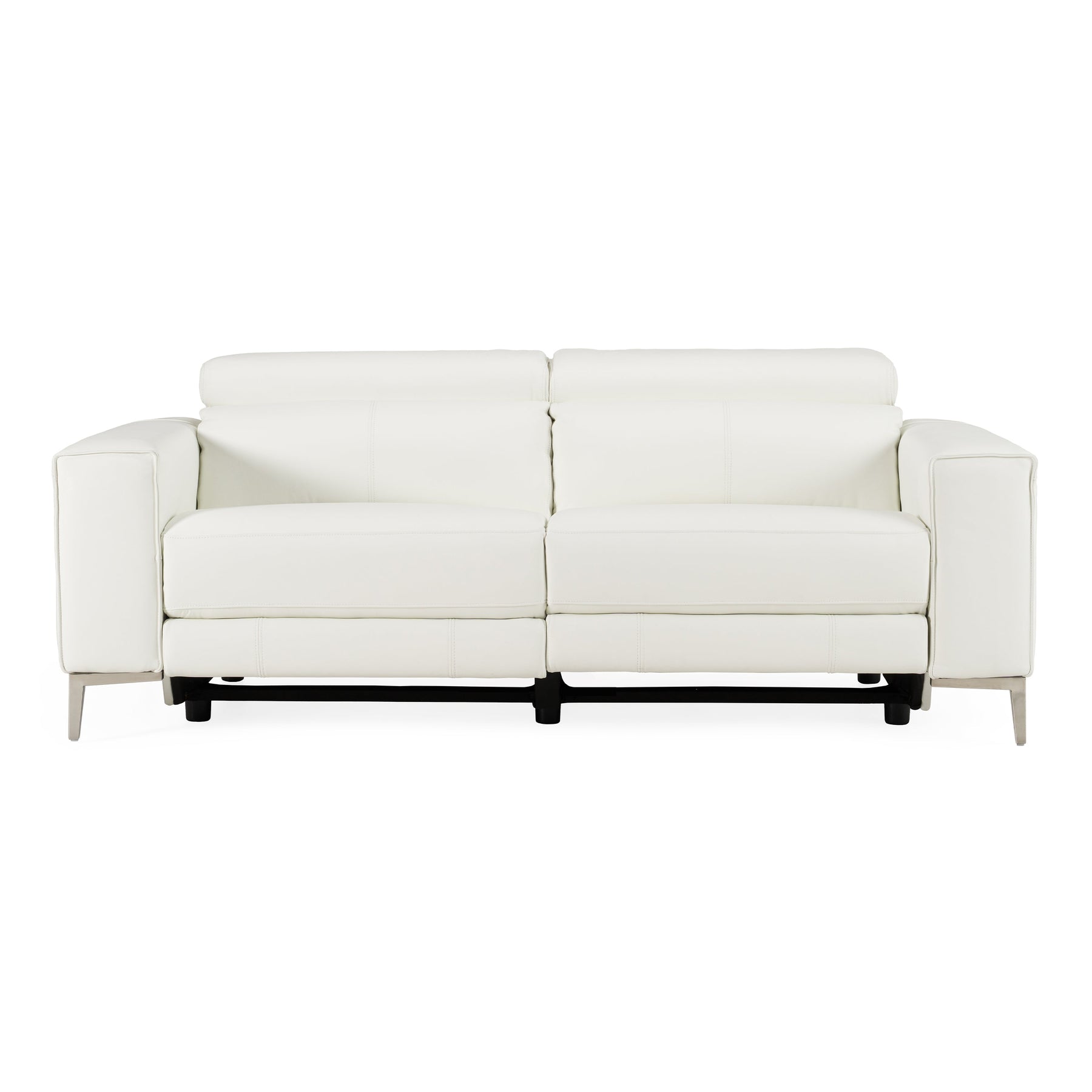Chignik - Modern White Leather Sofa w/ 2 Recliners
