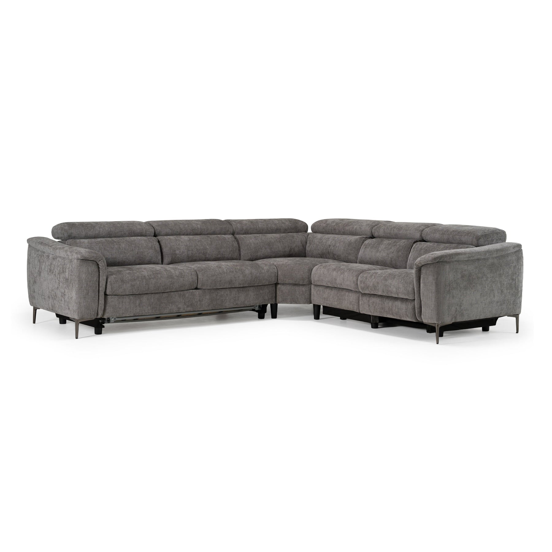 Coffman - Modern Grey Fabric Sectional Sofa w/ Sofa Bed + Recliner