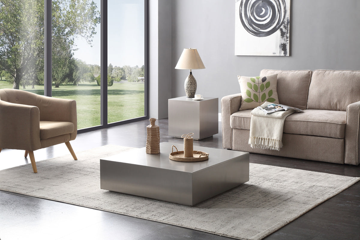 Anvil Modern Brushed Stainless Steel Coffee Table
