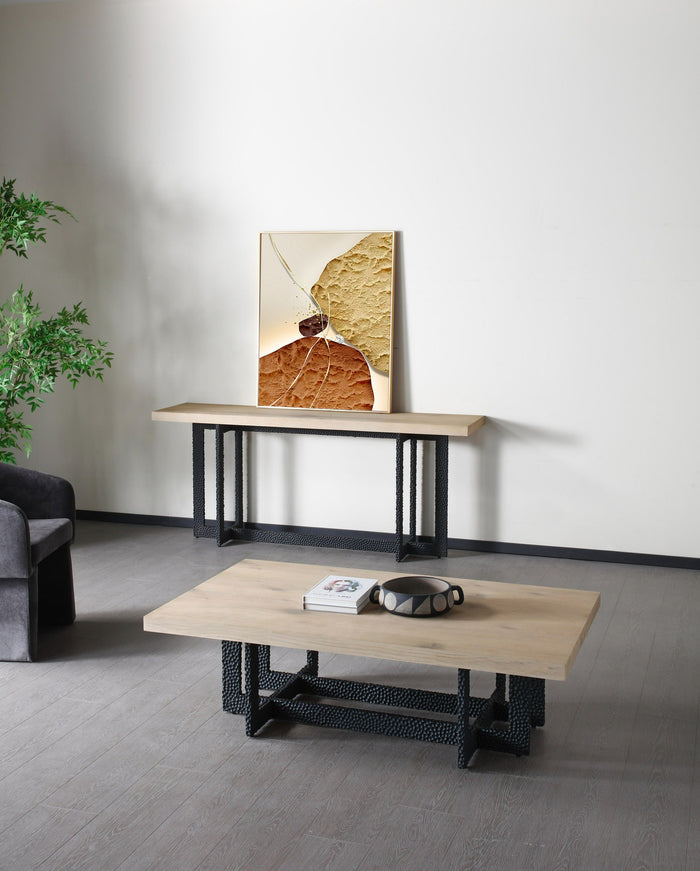 CT8963 - Natural Oak + Black Metal Coffee Table