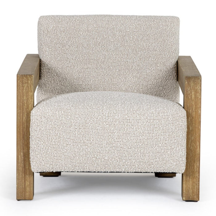 Dalhart - Modern Beige Fabric + Grey Wash Wood Accent Chair