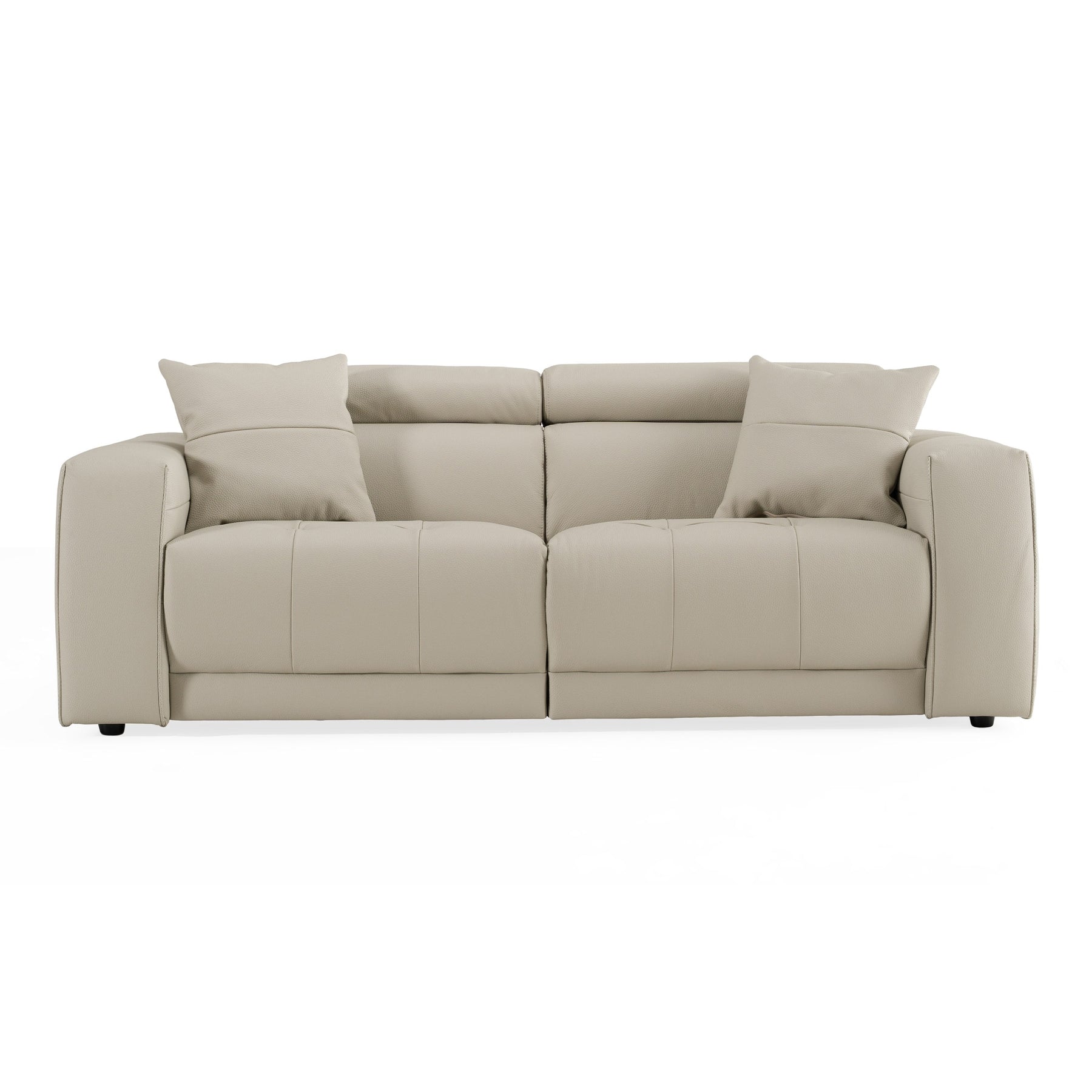 Dalton - Modern Italian Light Grey Leather 3-Seat Sofa + 2 Recliners